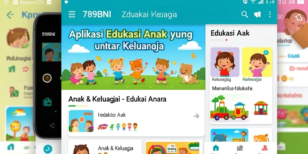 Tampilan antarmuka edukatif aplikasi 789BNI untuk anak-anak.