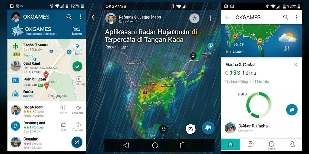 Antarmuka aplikasi OKGAMES menampilkan radar hujan yang jelas dan informatif.