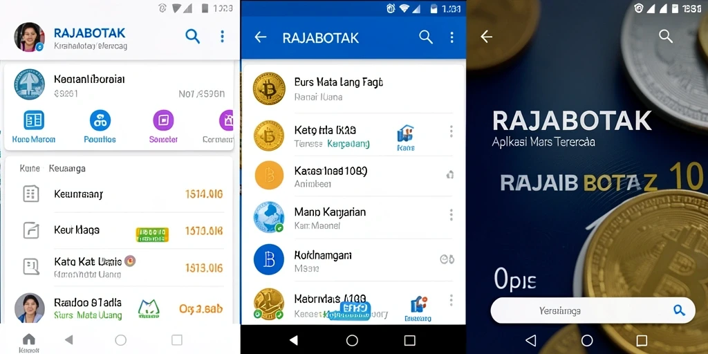 Antarmuka sederhana dan informatif dari RAJABOTAK untuk kurs mata uang.