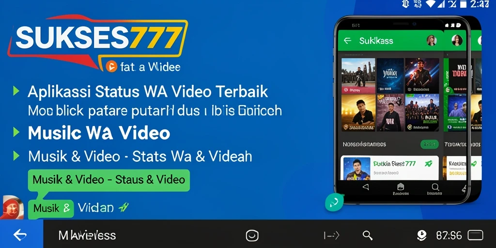 Screenshot antarmuka aplikasi SUKSES777 dengan berbagai pilihan video.