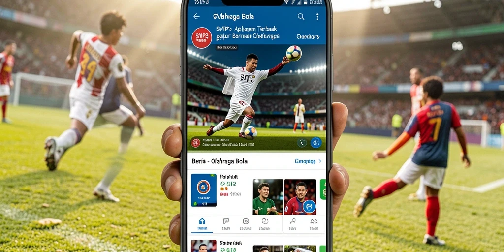 Antarmuka aplikasi SVIP3 yang menarik dan informatif untuk berita olahraga bola.