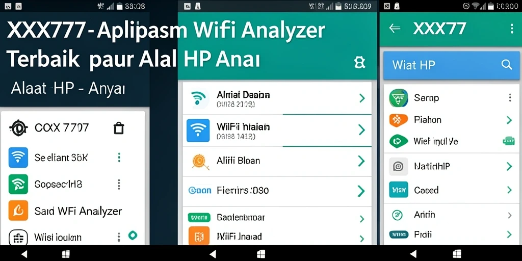 Tampilan antarmuka utama XXX777 dengan fitur analisis WiFi.